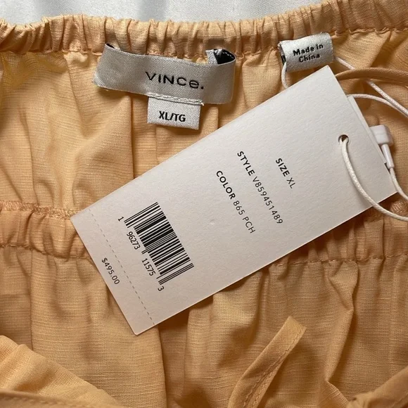 Vince ruched tiered midi dress in peach sz XL - Picture 6 of 12